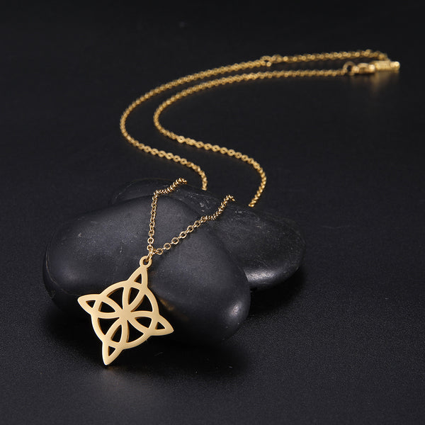 Collier Pendentif Nœud De Sorcière Et Pentagramme - Acier Inoxydable, Symbole Mystique Pour Femmes Et Hommes