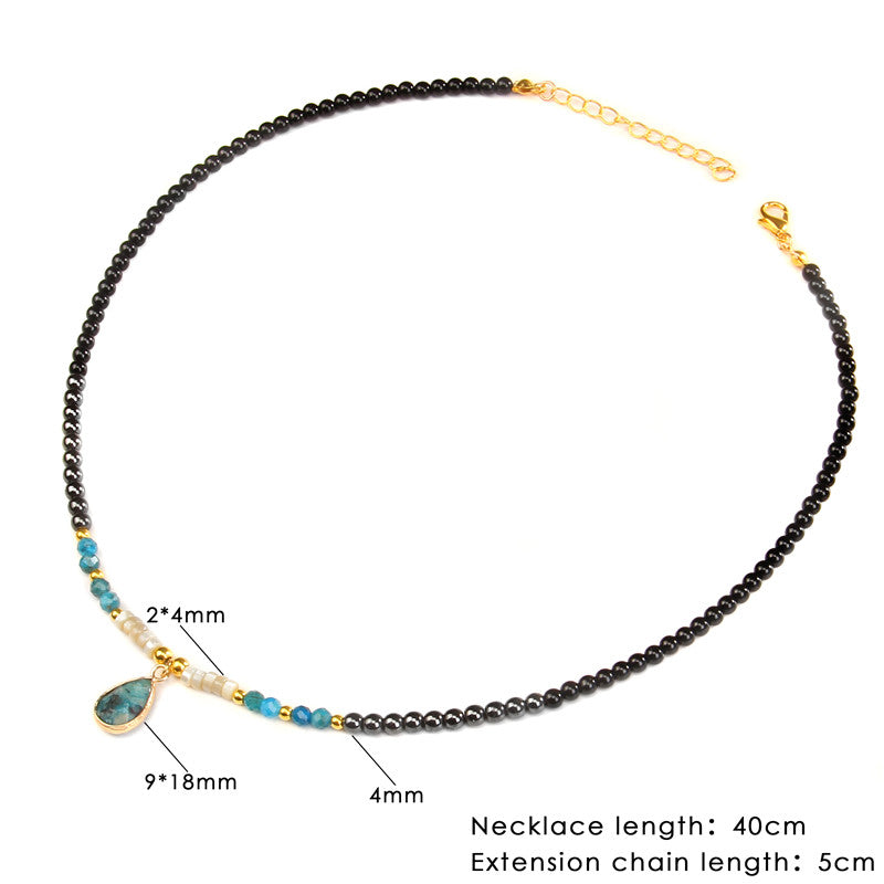 Collier Onyx, Hématite & Apatite - Ancrage & Apaisement