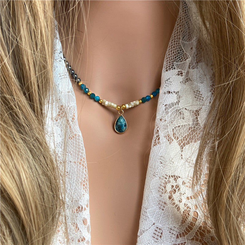 Collier Onyx, Hématite & Apatite - Ancrage & Apaisement