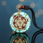 Pendentif Orgonite Turquoise & Grenat - Revitalisation