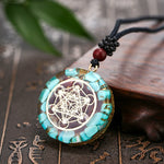 Pendentif Orgonite Turquoise & Grenat - Revitalisation