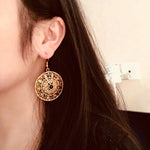 Boucles d'Oreilles 'Mandala' - Onyx Noir