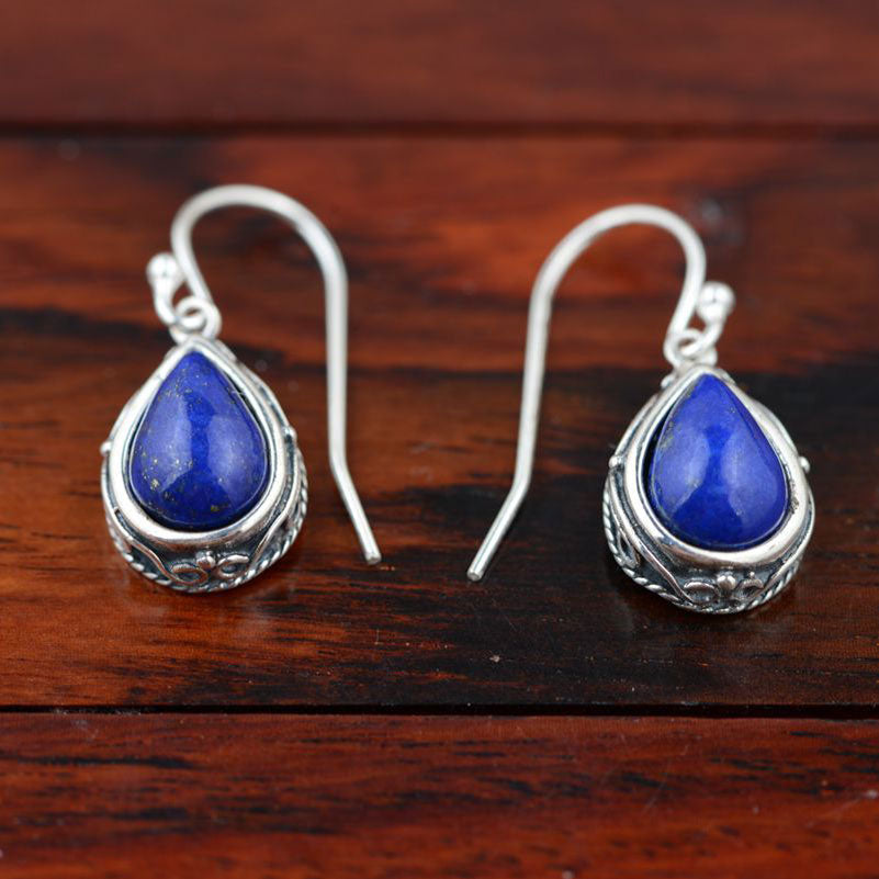 Boucles d'Oreilles 'Élévation de conscience' - Argent massif & Lapis Lazuli