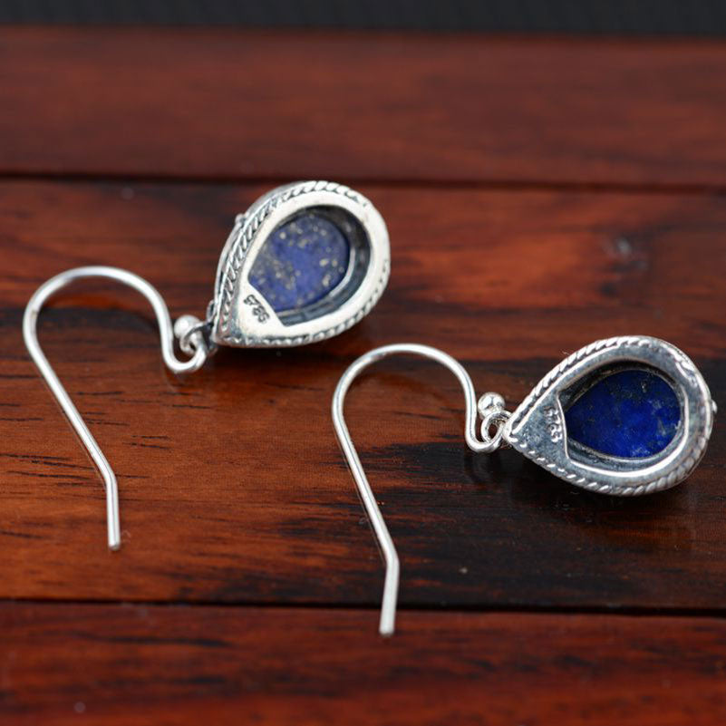 Boucles d'Oreilles 'Élévation de conscience' - Argent massif & Lapis Lazuli