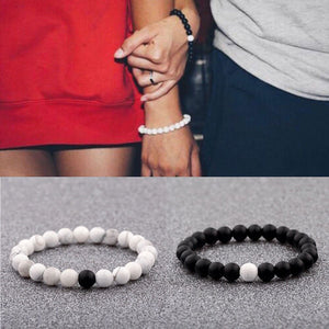 Double Bracelet 'Liens du Cœur' - Howlite & Onyx