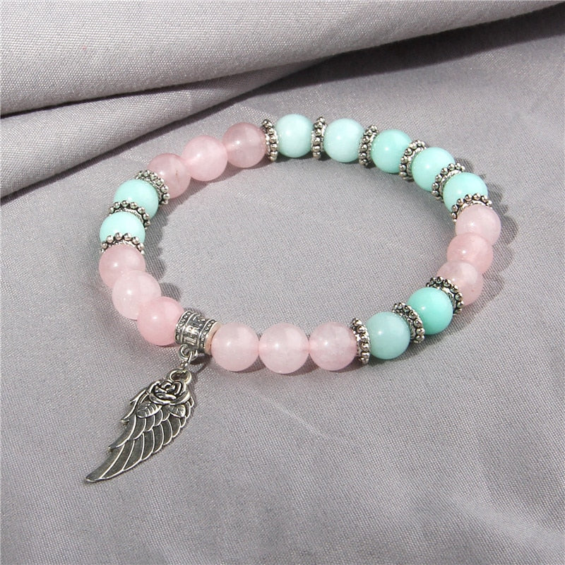 Bracelet 'Présence Angélique' - Quartz Rose & Amazonite