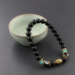 Bracelet Tibétain en Onyx Noir - Équilibre