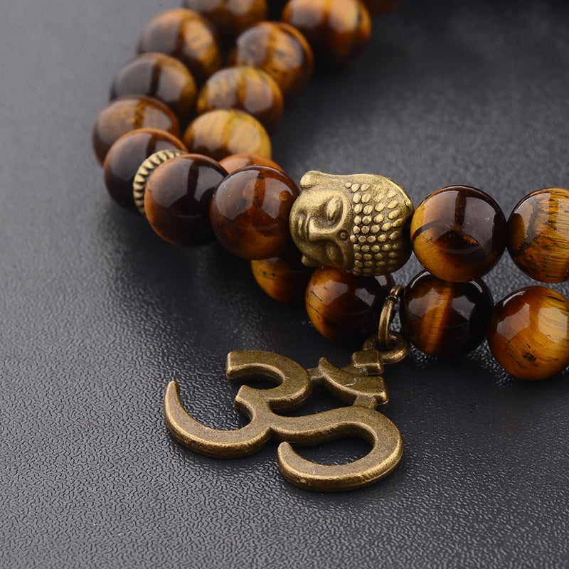 Double Bracelet en Œil de Tigre