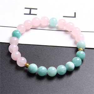 Bracelet 'Harmonie' - Quartz Rose & Amazonite