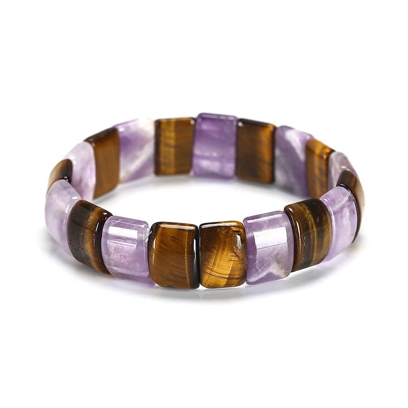 Bracelet 'Corps-Âme-Esprit' - Améthyste & Œil de Tigre