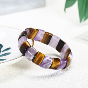 Bracelet 'Corps-Âme-Esprit' - Améthyste & Œil de Tigre