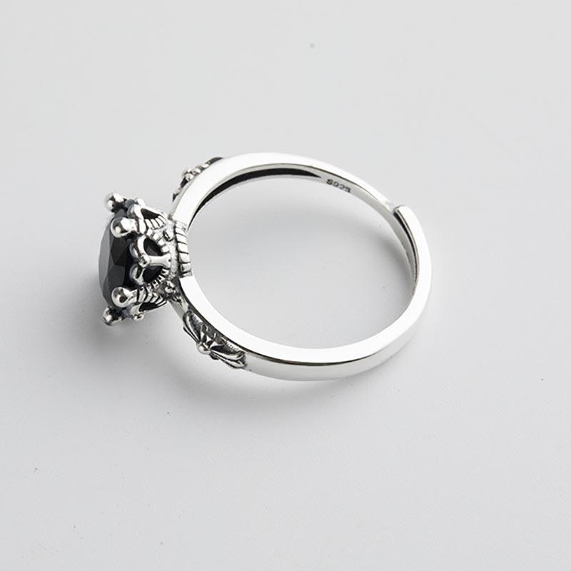 Bague 'Ange Gardien' - Argent & Obsidienne