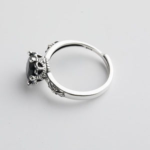 Bague 'Ange Gardien' - Argent & Obsidienne