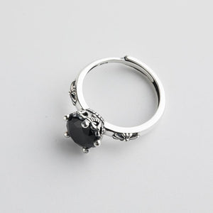 Bague 'Ange Gardien' - Argent & Obsidienne