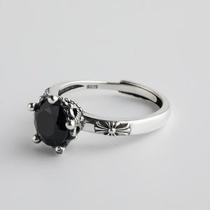 Bague 'Ange Gardien' - Argent & Obsidienne