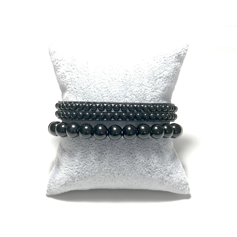 Double Bracelet 'Purification Vibratoire' en Obsidienne