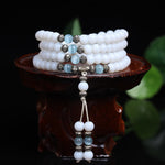 Mala Tibétain de Purification en Calcédoine Blanche