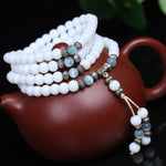 Mala Tibétain de Purification en Calcédoine Blanche