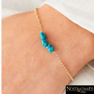 Bracelet Trois Turquoises - Or - Chaîne et de Lien Bracelets