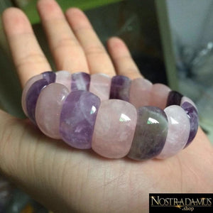 Bracelet Amour & Sagesse en Améthyste et Quartz Rose - Bracelets & Bangles