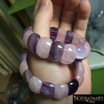 Bracelet Amour & Sagesse en Améthyste et Quartz Rose - Bracelets & Bangles