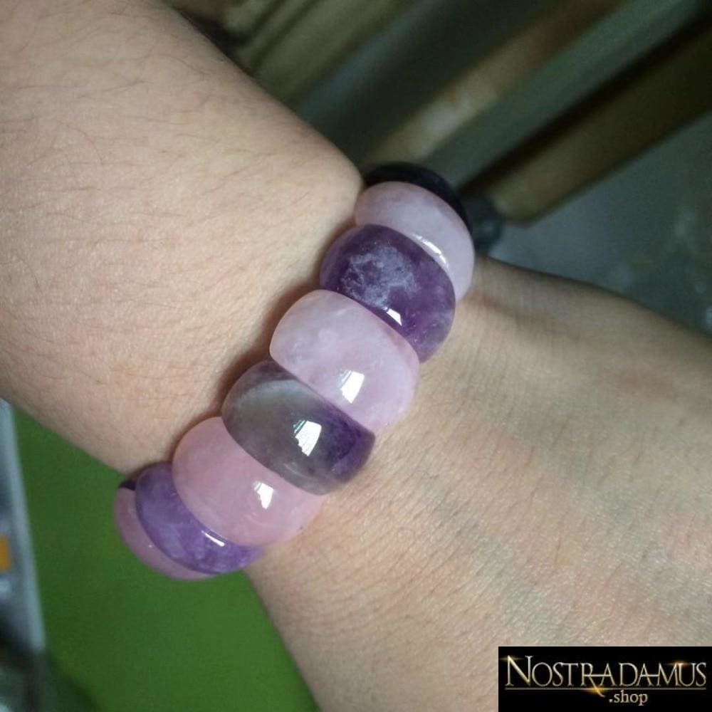 Bracelet Amour & Sagesse en Améthyste et Quartz Rose - Bracelets & Bangles
