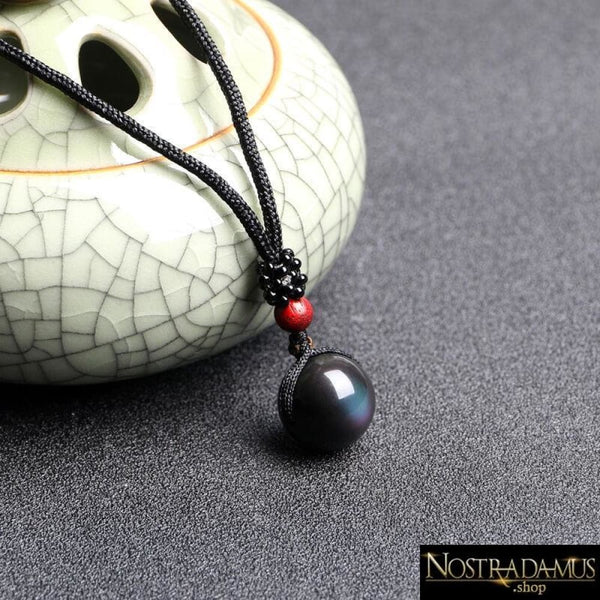 Oeil de protection pendentif amulette - Obsidienne noire
