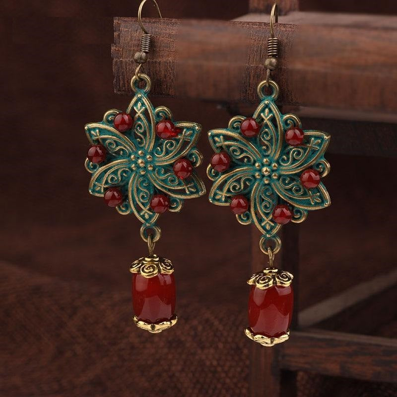 Boucles d'Oreilles 'Ancrage & Vitalité' - Agate Rouge