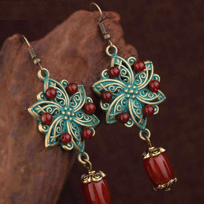 Boucles d'Oreilles 'Ancrage & Vitalité' - Agate Rouge