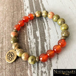 Bracelet Ancrage & Dynamisme - Unakite et Cornaline - Wrap Bracelets