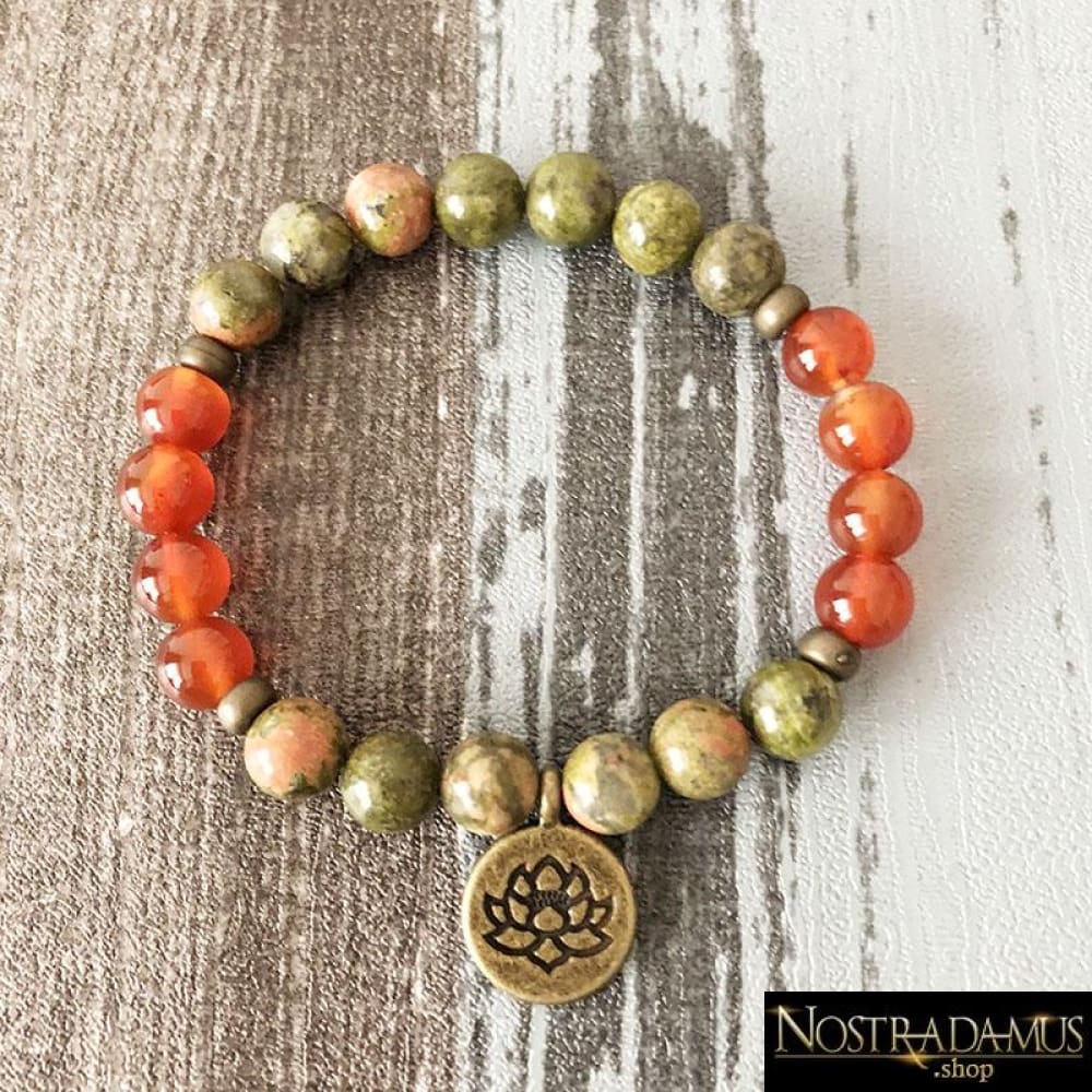 Bracelet Ancrage & Dynamisme - Unakite et Cornaline - Wrap Bracelets