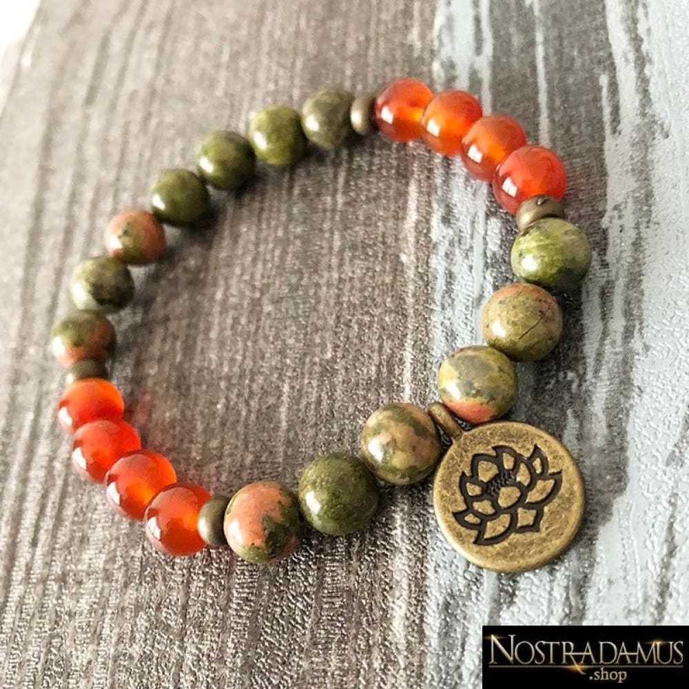 Bracelet Ancrage & Dynamisme - Unakite et Cornaline - Wrap Bracelets