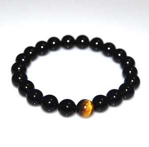 Bracelet 'Sérénité & Protection' - Onyx Noir & Œil de Tigre