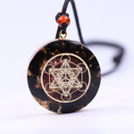 Pendentif Orgonite de Protection - Obsidienne & Grenat