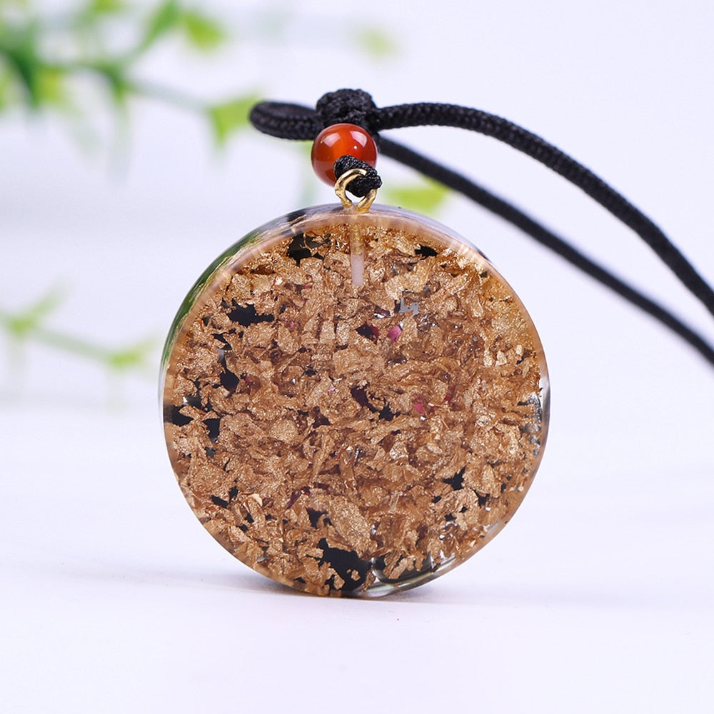 Pendentif Orgonite de Protection - Obsidienne & Grenat