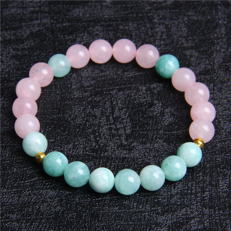 Bracelet 'Harmonie' - Quartz Rose & Amazonite