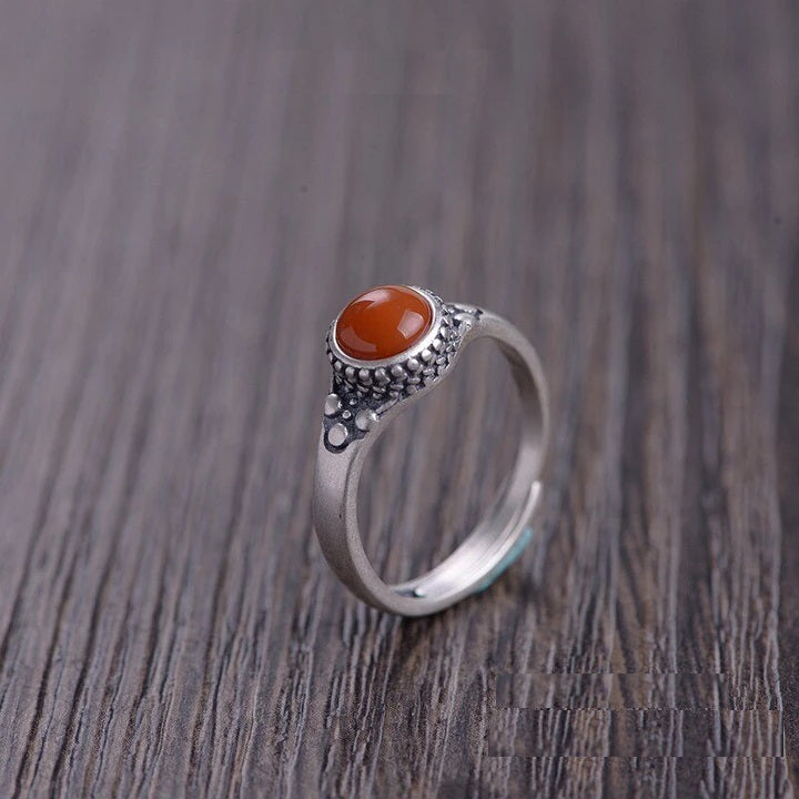 Bague 'Énergie Vitale' - Argent Massif & Cornaline