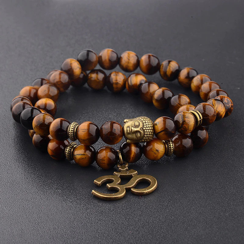 Double Bracelet en Œil de Tigre