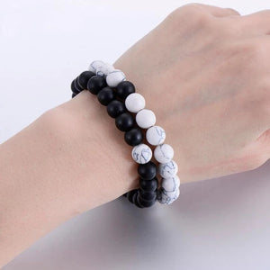 Double Bracelet 'Liens du Cœur' - Howlite & Onyx