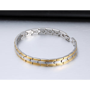 Bracelet de Magnétothérapie 'Argent & Or' en Acier inoxydable