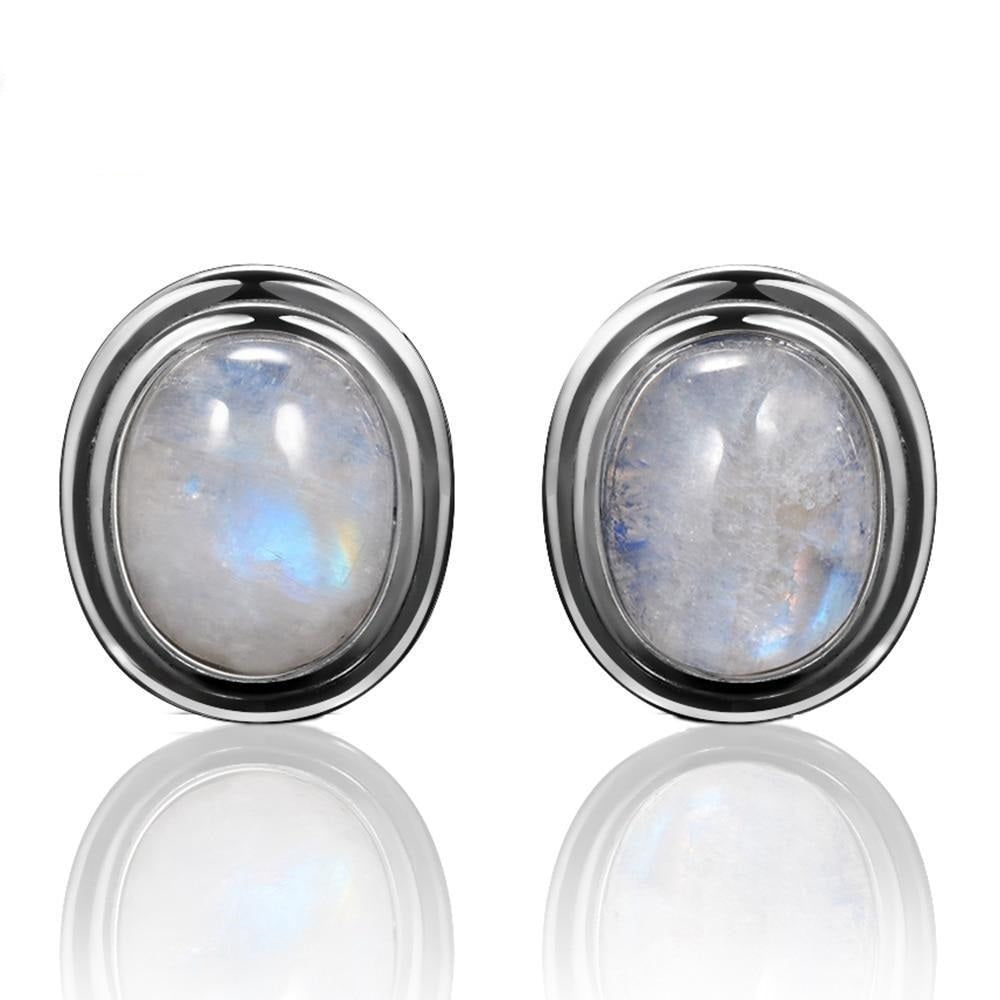 Boucles d'Oreilles 'Pierre de Lune' en Argent