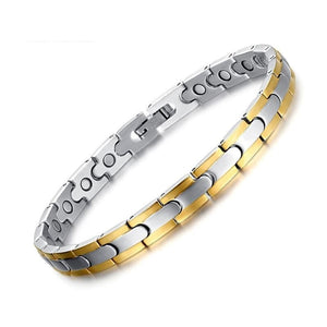 Bracelet de Magnétothérapie 'Argent & Or' en Acier inoxydable