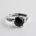 Bague 'Ange Gardien' - Argent & Obsidienne