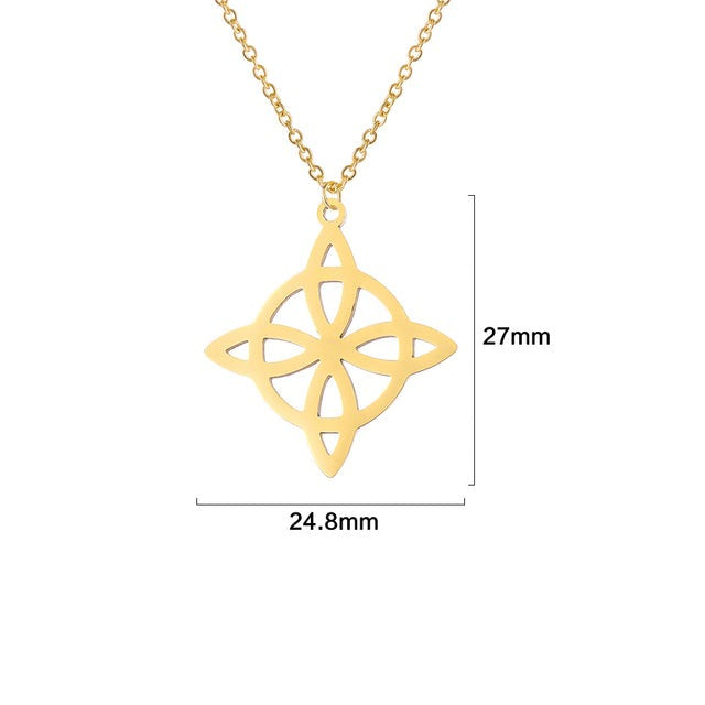 Collier Nœud De Sorcière En Argent 925 Avec Pierre De Lune – Pendentif Croix Celtique Païen, Protection & Chance – Femme & Fille