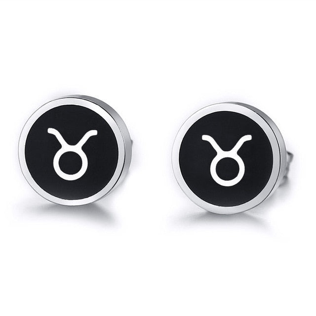 Boucles d'Oreilles 'Symbole Zodiacal' en Acier Inoxydable