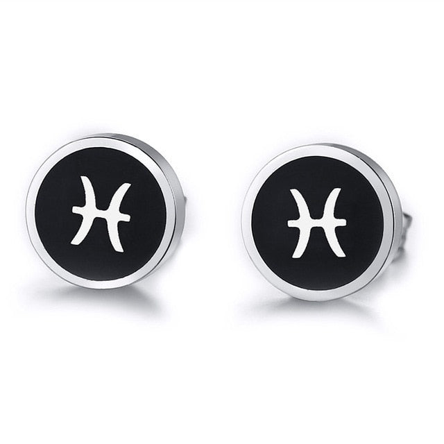 Boucles d'Oreilles 'Symbole Zodiacal' en Acier Inoxydable
