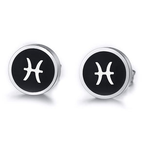 Boucles d'Oreilles 'Symbole Zodiacal' en Acier Inoxydable