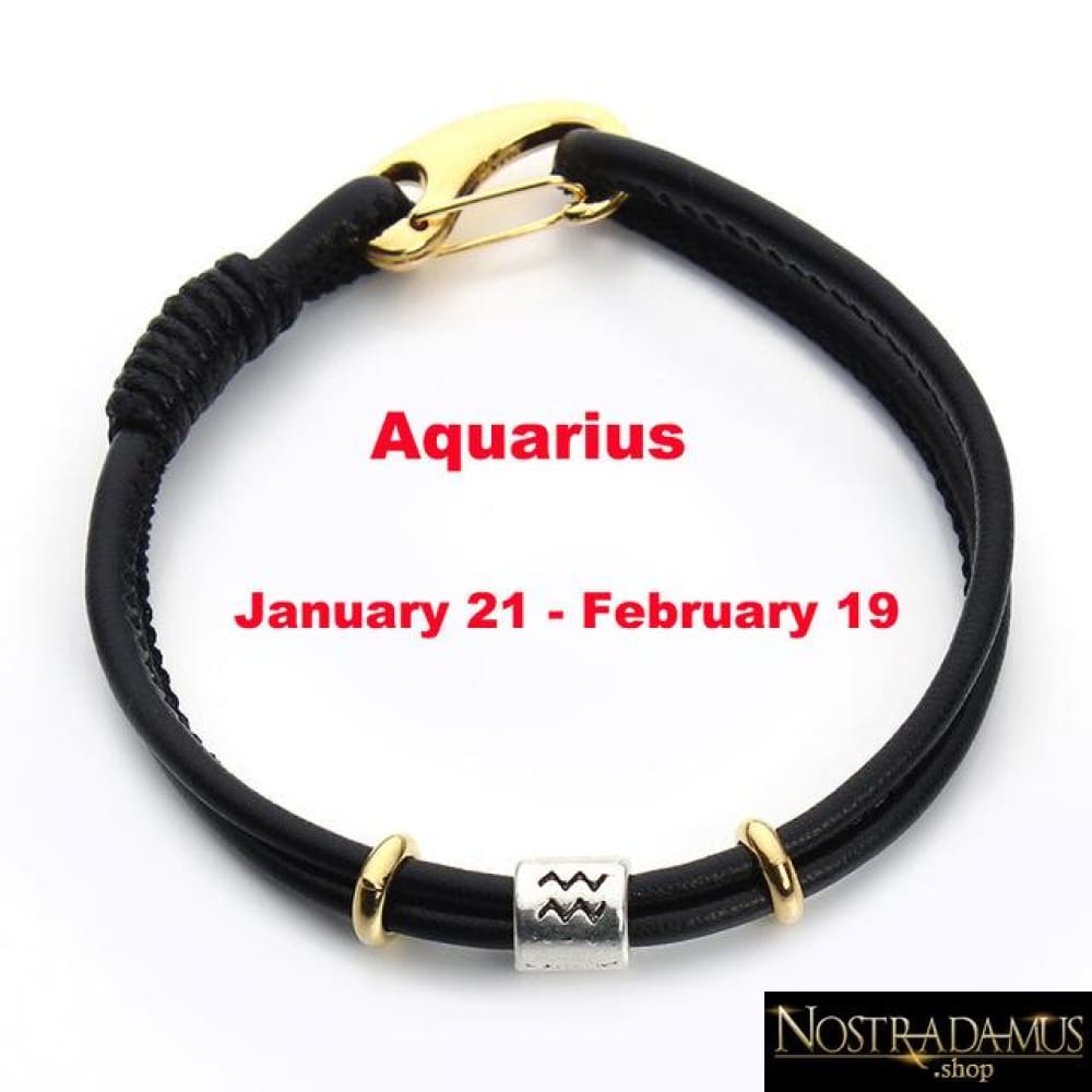 Bracelet en Cuir - Symbole Zodiacal - Verseau - Charme Bracelets