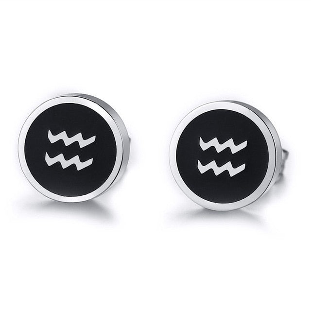 Boucles d'Oreilles 'Symbole Zodiacal' en Acier Inoxydable