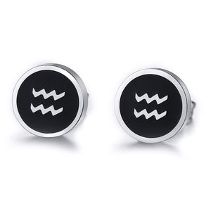 Boucles d'Oreilles 'Symbole Zodiacal' en Acier Inoxydable
